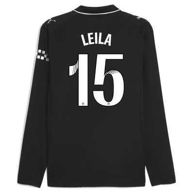 Manchester City Away Authentic Jersey 2025/26 Long Sleeve With LEILA 15 Printing